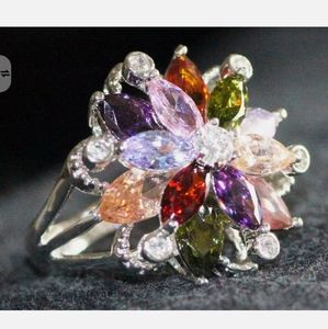 New multi color cz sterling silver ring